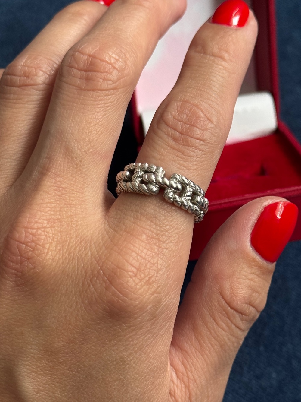 Judith Ripka 925 Sterling Silver cable braided Ring Size 6